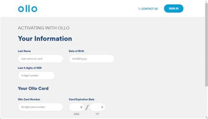 Ollo Credit Card Activation